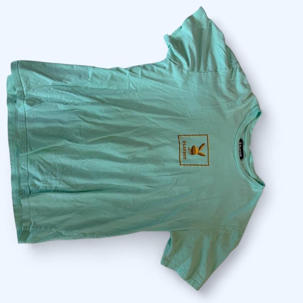 Playboy Men’s Large Teal & Gold Graphic T-Shirt